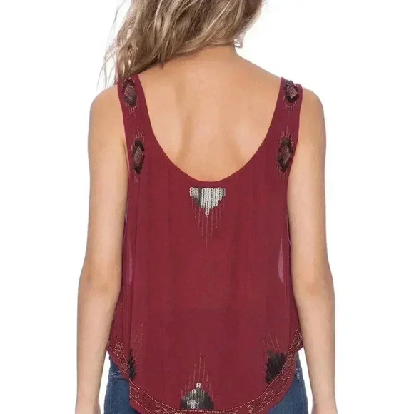 Free People Bad Girls Do it Well Rust Orange Embellished Tank Boho Chic Size XS - Picture 3 of 12